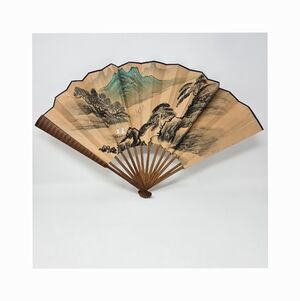 Vintage Oriental Hand Painted Fan 12" Water Mountains